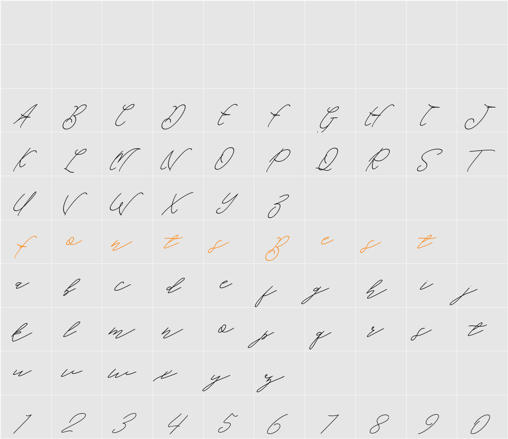 Redheads Script Character Map