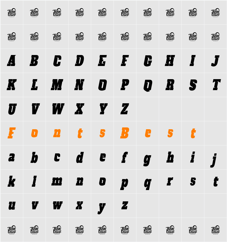 MREYBOLL MREYBOLL Regular Slant Character Map