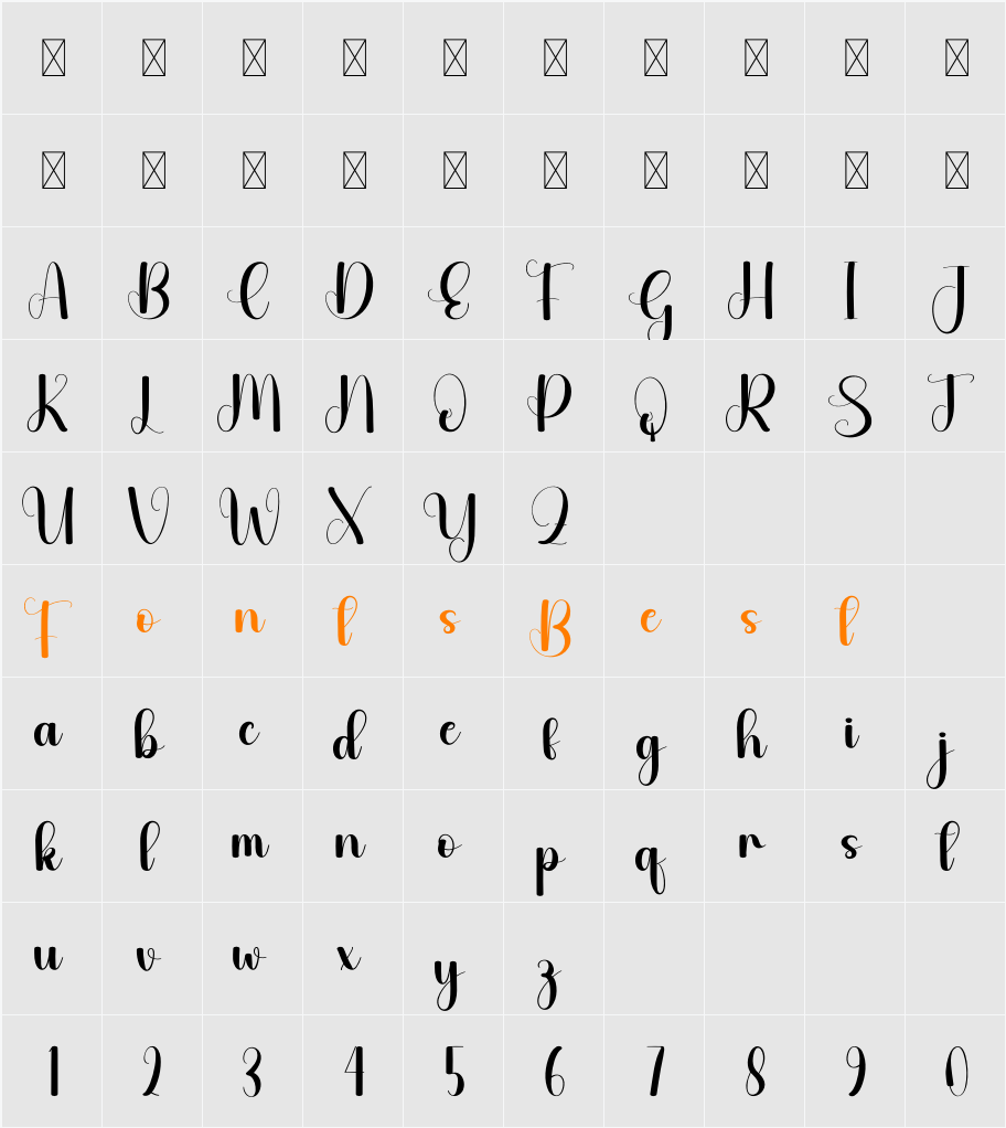 Longhair Character Map