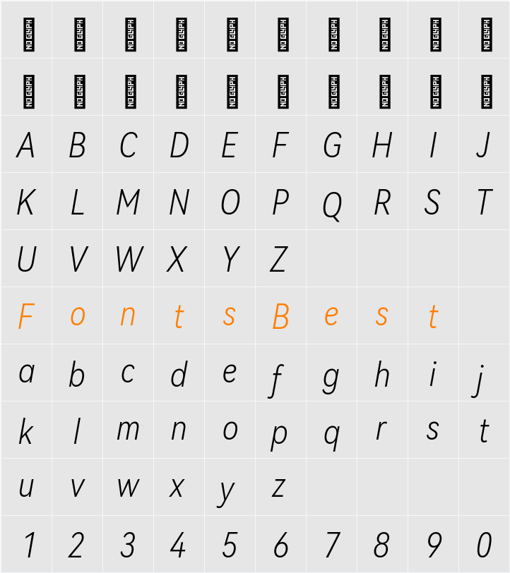 HarmonyOS Sans Condensed Light Character Map