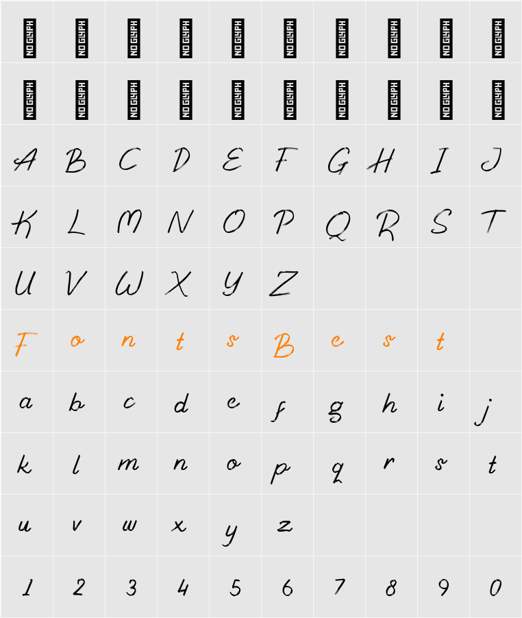 Frictiva Personal Use Character Map