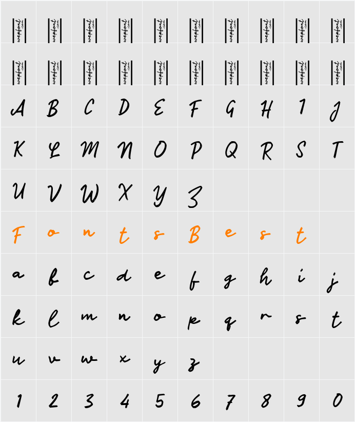 Oaksido Script Character Map