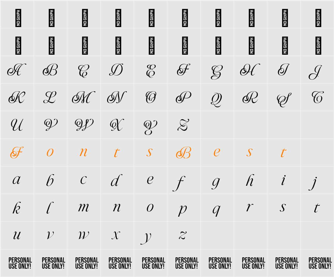 Bluesty Personal Use Character Map