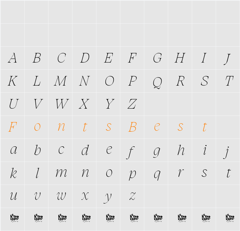 Charlea Demo Thin Character Map