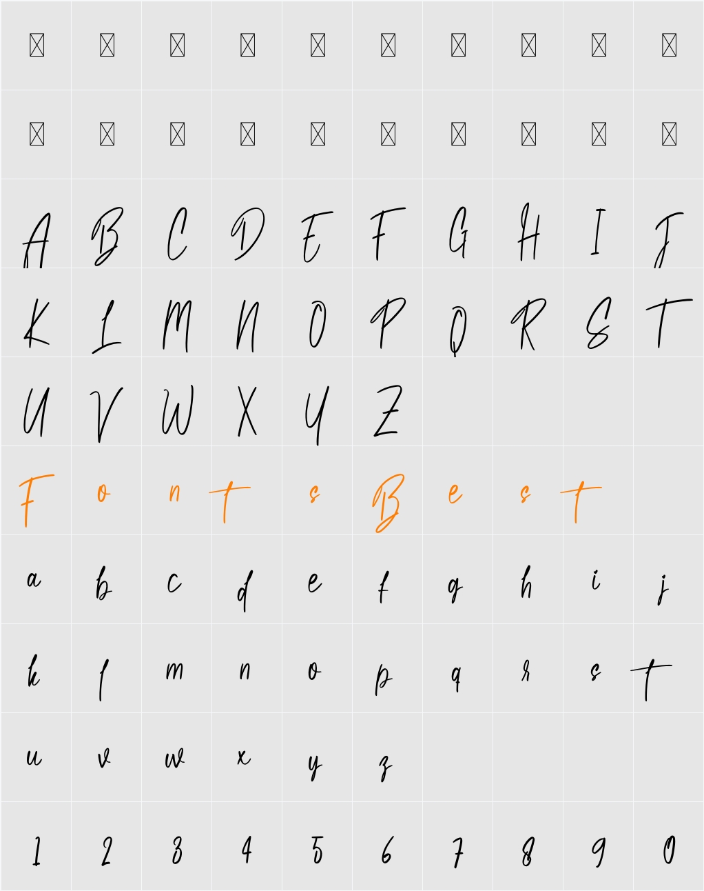 Bittersweet Character Map
