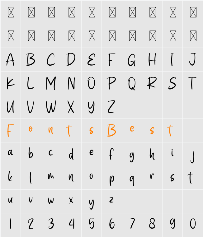Sweet Apricot Character Map