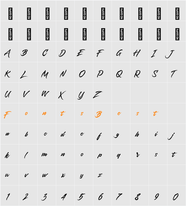 Deviantly Brush Character Map