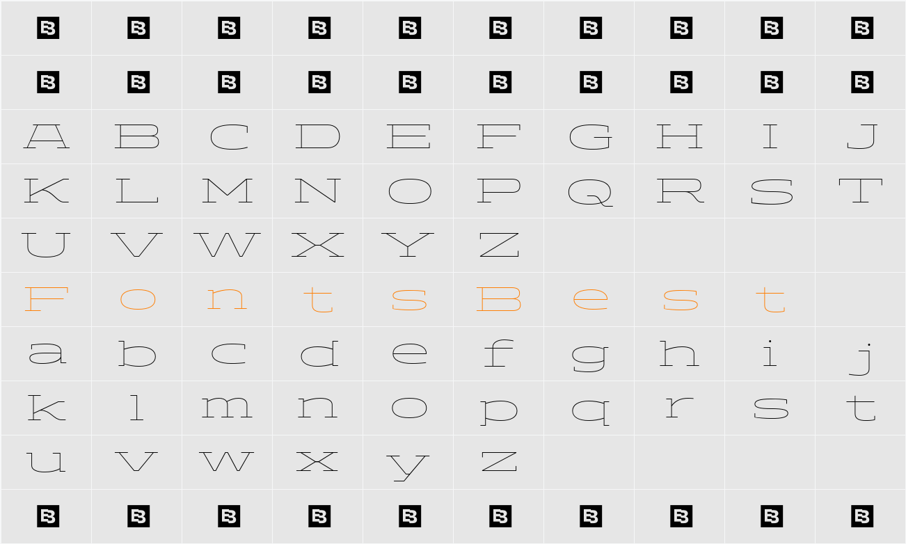 ADEROS TRIAL Thin Wide Character Map