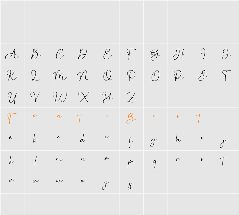 Bontana Character Map