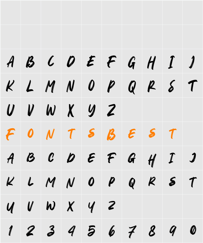 Forester Regular Character Map