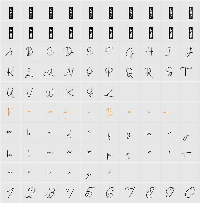 Partaquera Personal Use Character Map