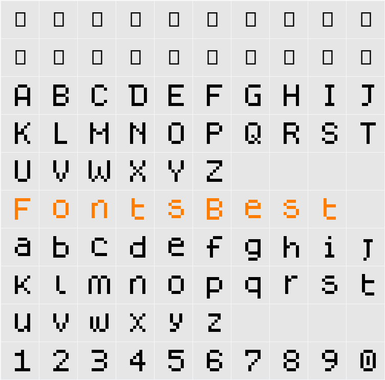 Dogica Pixel Character Map