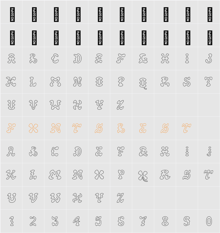 Pleatures Demo Outline Character Map