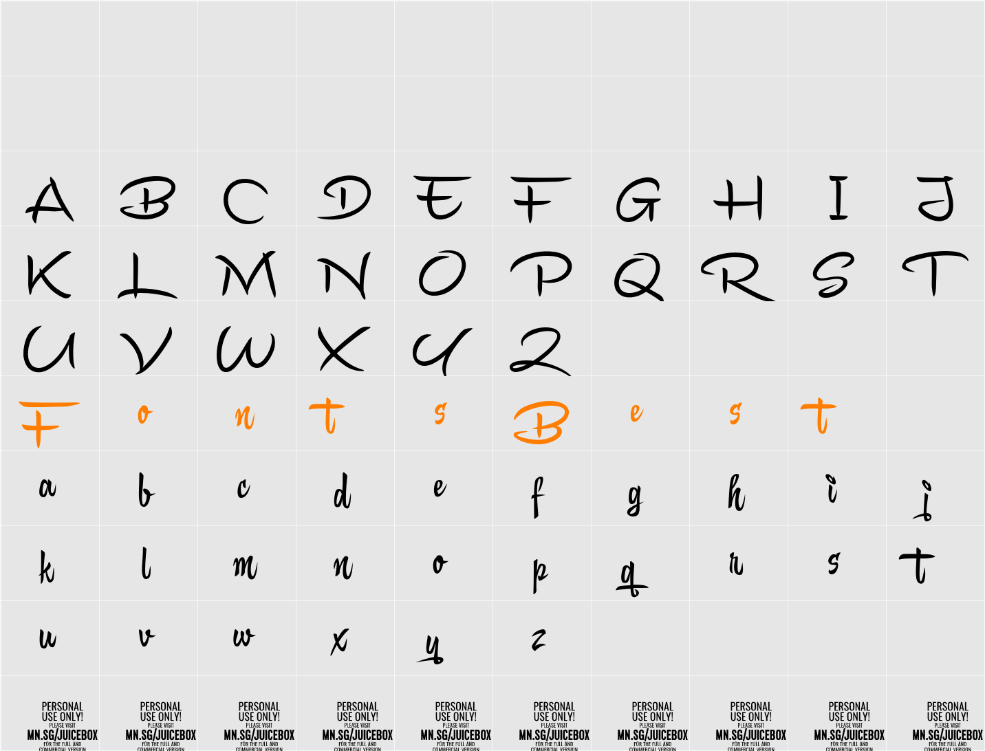 Juicebox Script PERSONAL USE Character Map