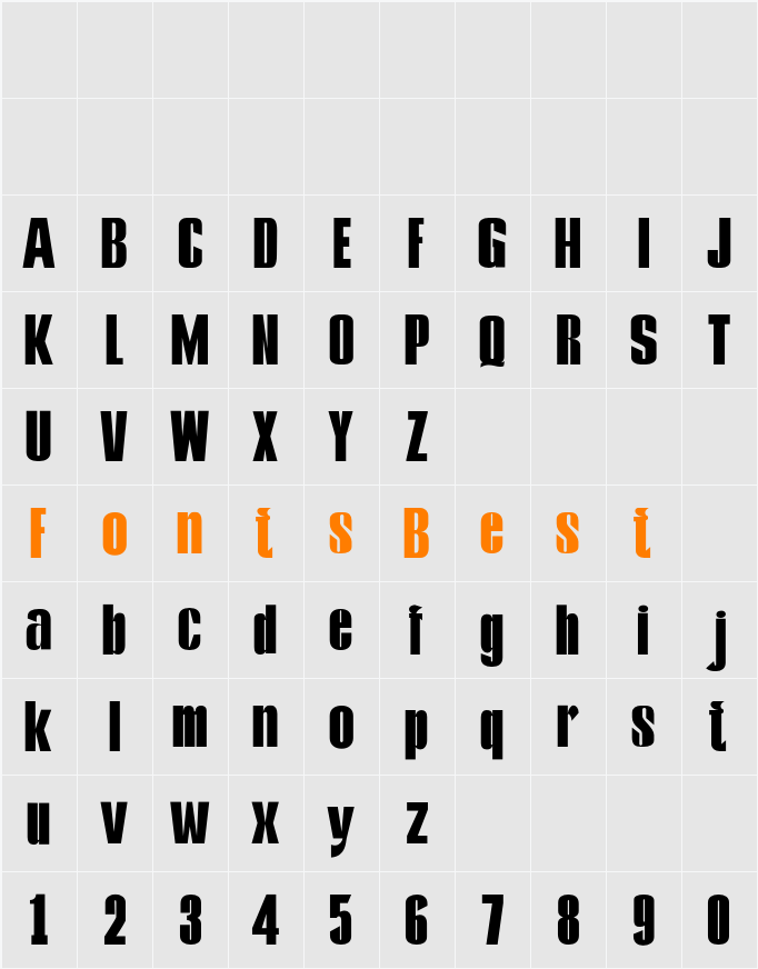 Kontes Compressed Bold Character Map