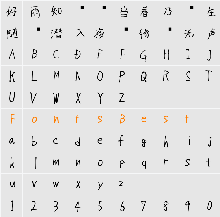 適当ポエム Character Map