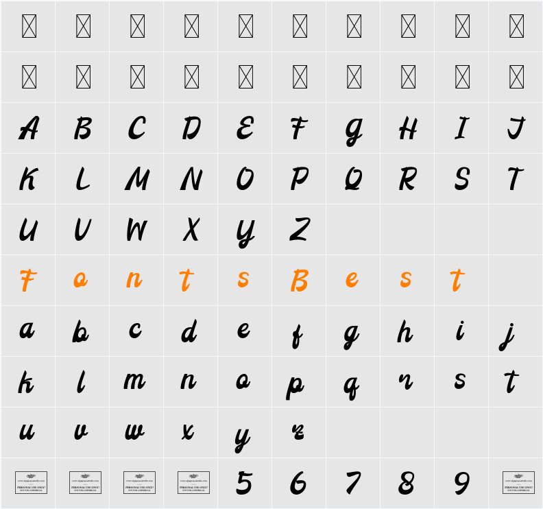 Grandeur Free Character Map