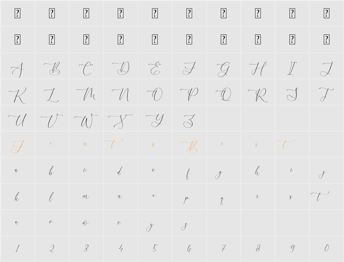 Hiratage Simplenta Character Map