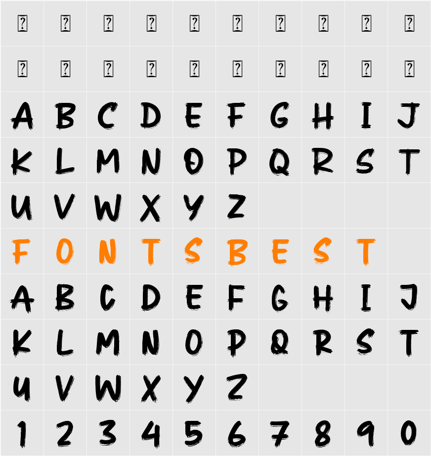 Blacker Strokes - Personal use Character Map