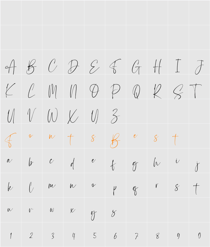 Star Blush Script Character Map