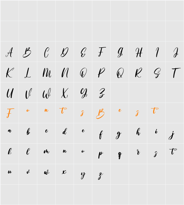 Shineshort Free Font Character Map