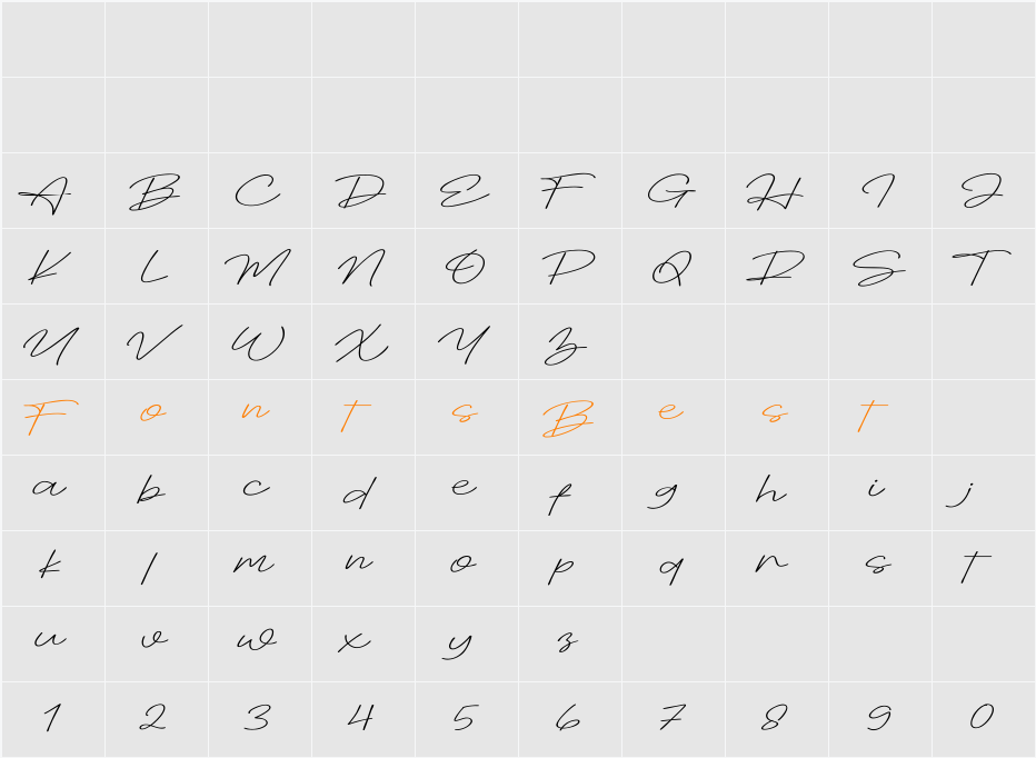 Winter Prime Monoline Character Map