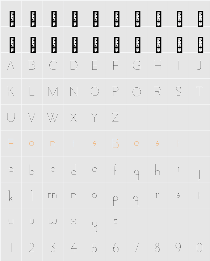 Adelaide Thin Character Map