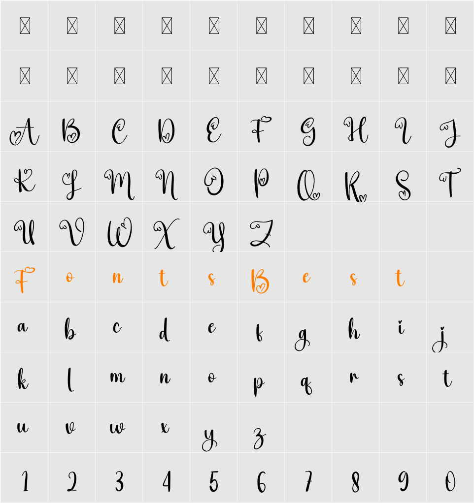 Beaming Character Map