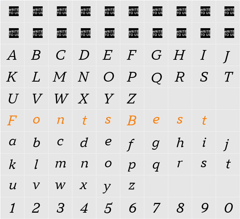 TT Norms Pro Serif Trl Nml Character Map