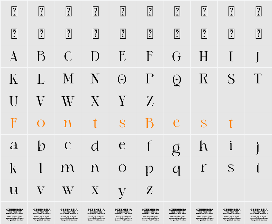 Modern Romance Personal Use Onl Character Map