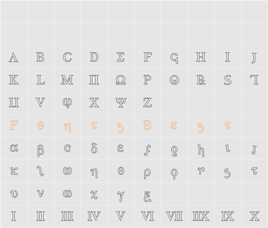 Achilles Outline Character Map