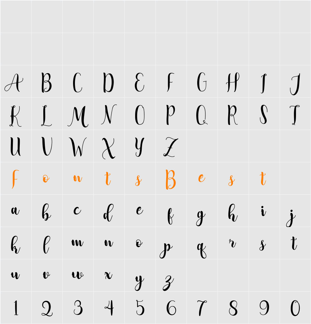 Adreena Script Demo Character Map