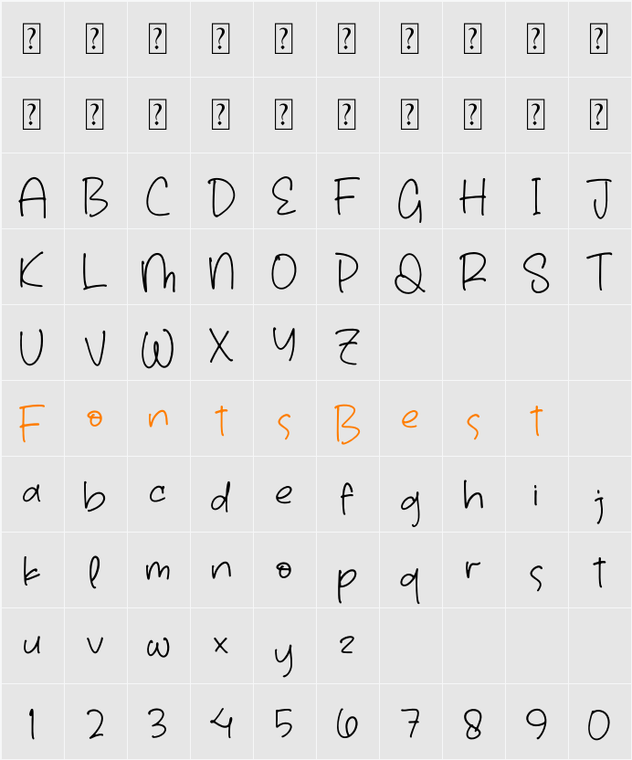 Coashela Notes Character Map