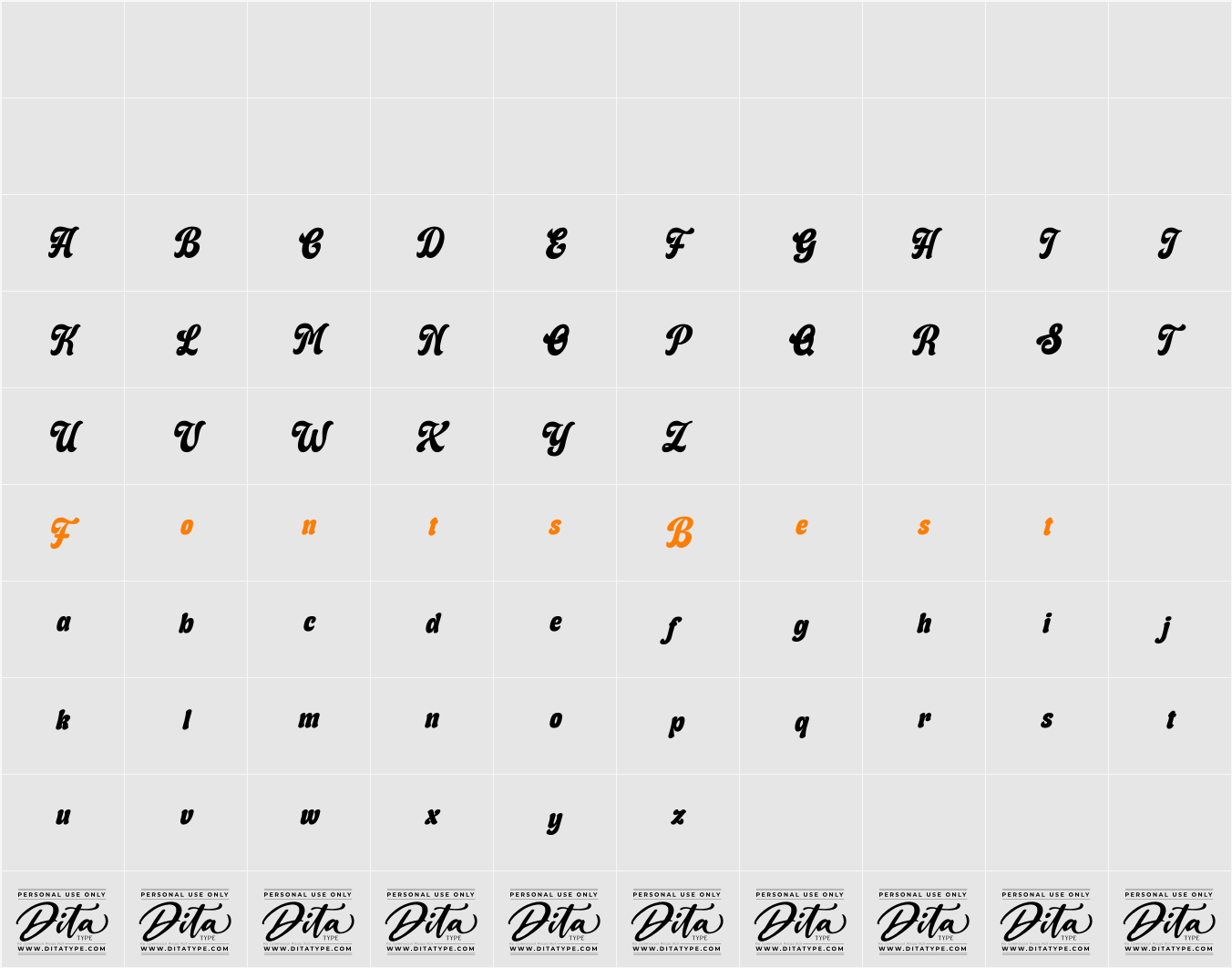 Lunation Personal Use Character Map