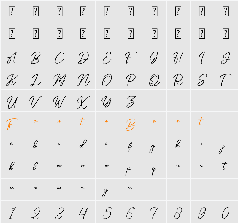Yuanitta Character Map