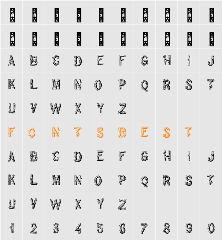 WoodWorks Plain Character Map