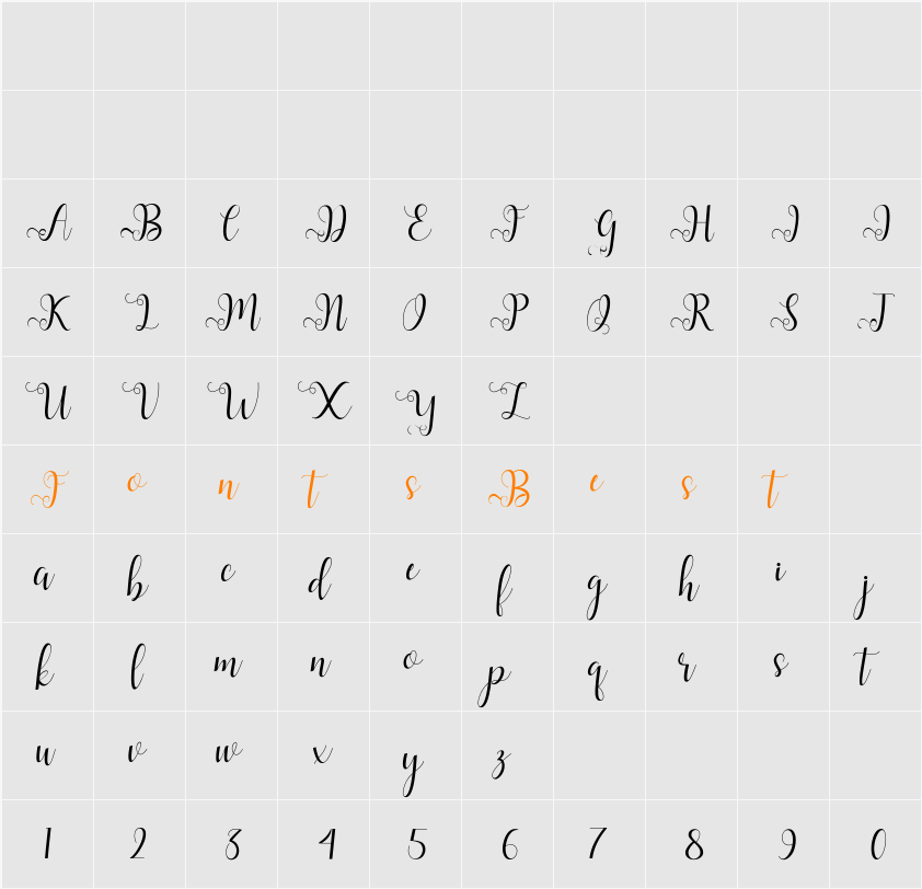 Alliana Script Character Map