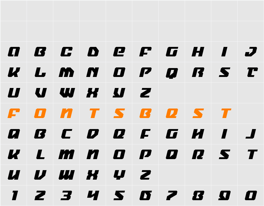 Legacy Cyborg 2 Italic Character Map