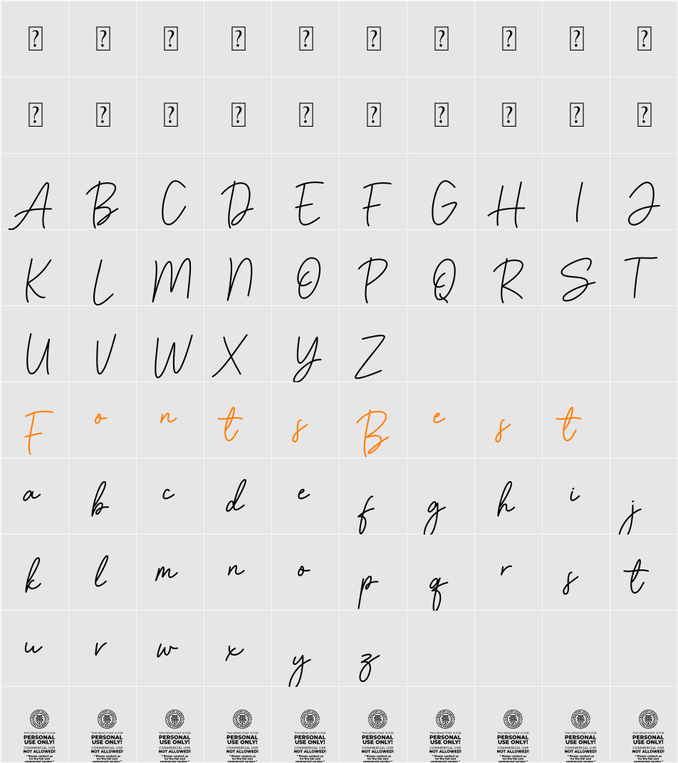 Amstone Character Map