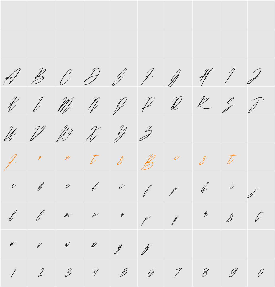 Americana Character Map