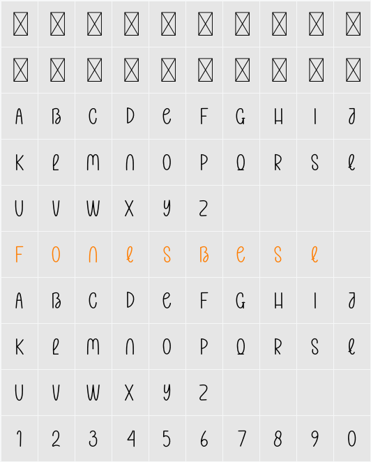 Shadow Displays Character Map