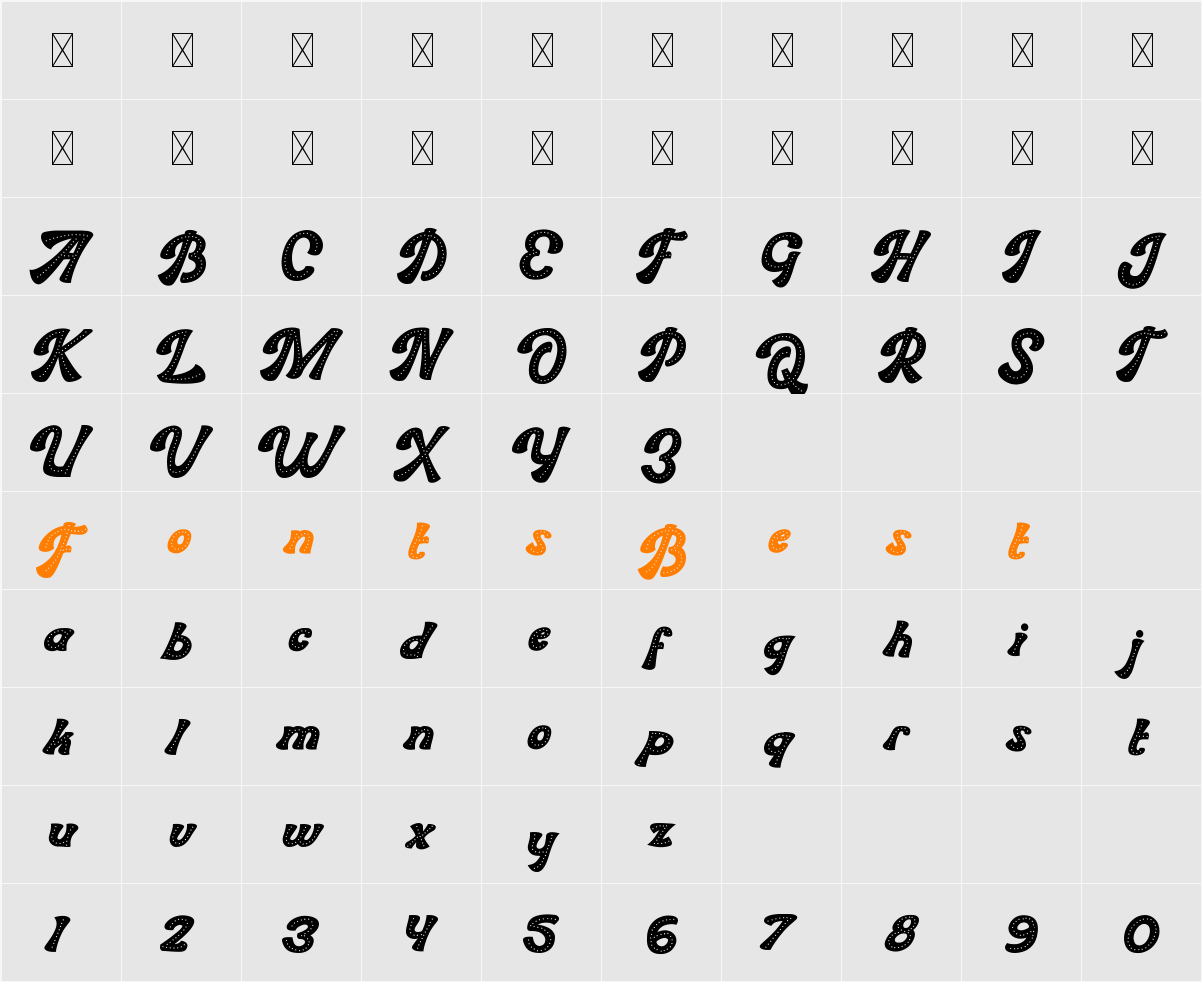 Sweet Joys Dot Character Map