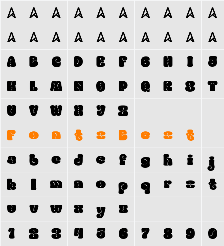 Bubble Brown Character Map