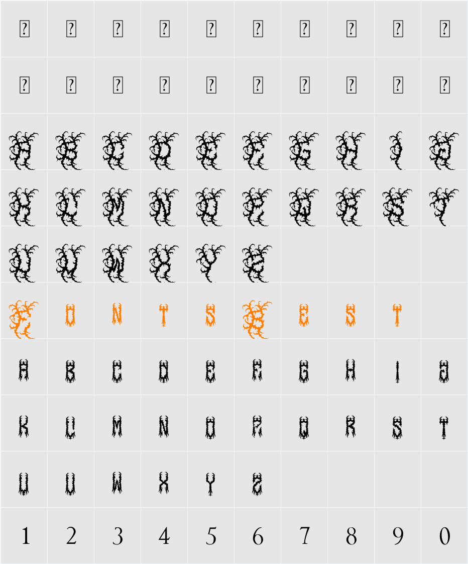 SNORE METAL Character Map