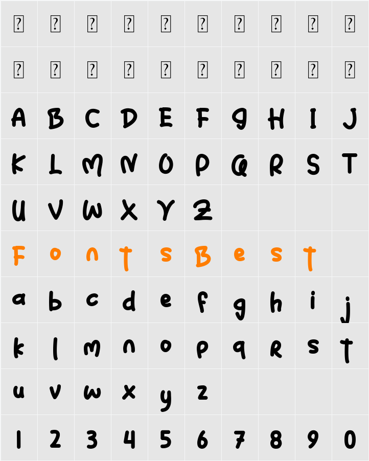Shifa Rame Character Map