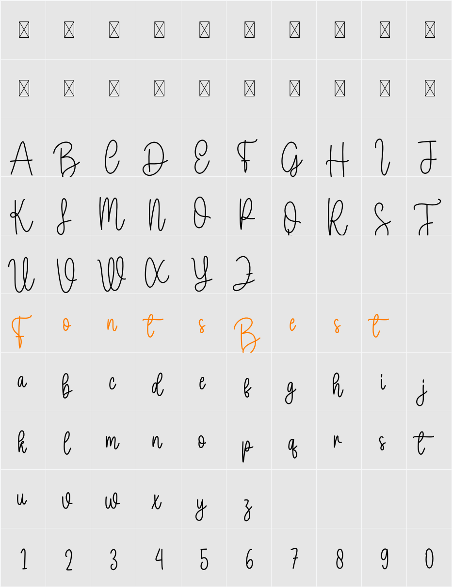 Septhia Character Map