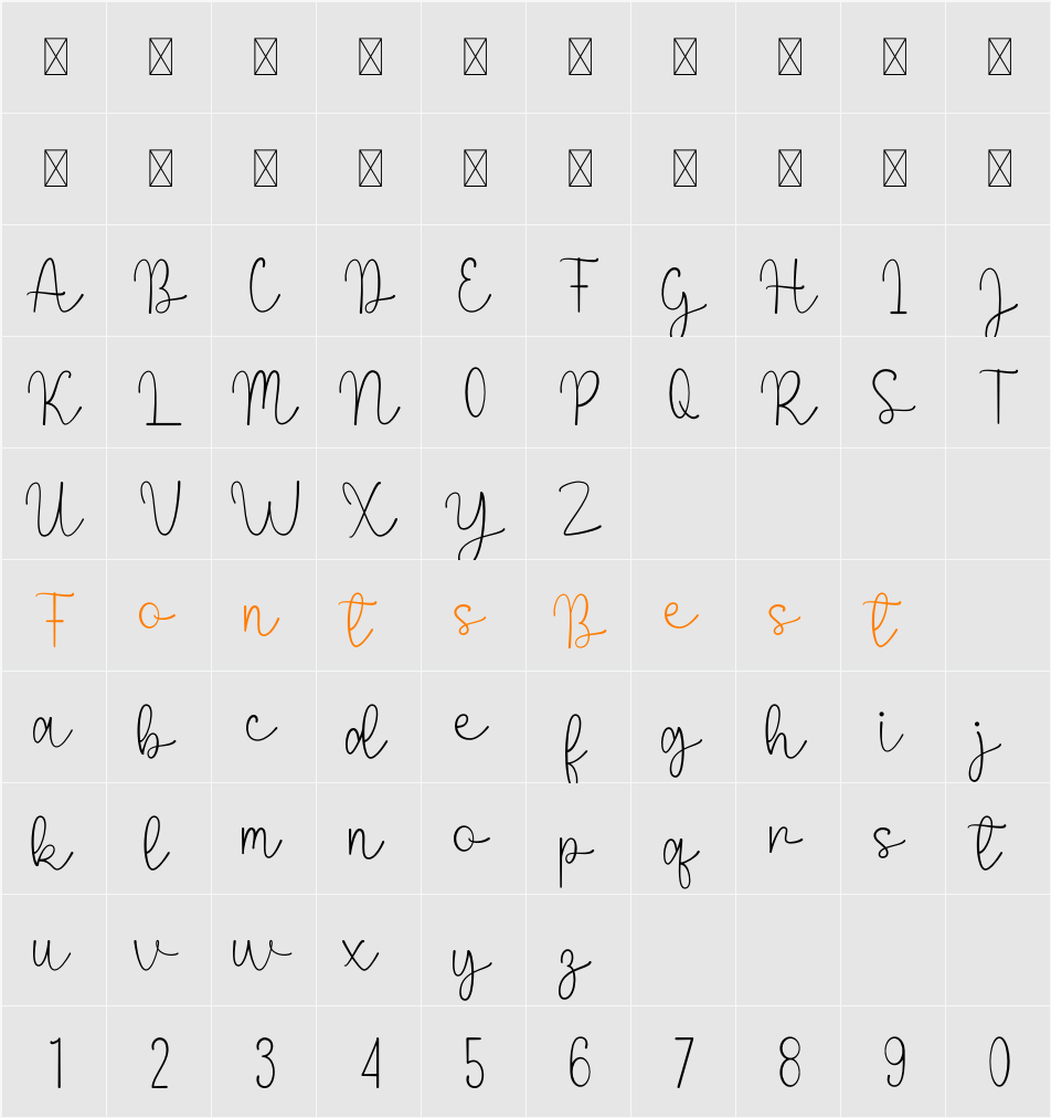 Bestiana Character Map