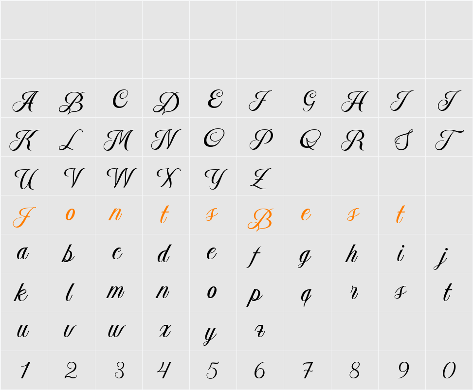 Aetrina Free Script Character Map