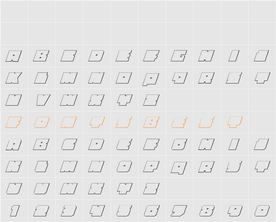 Anakefka 3D Italic Character Map