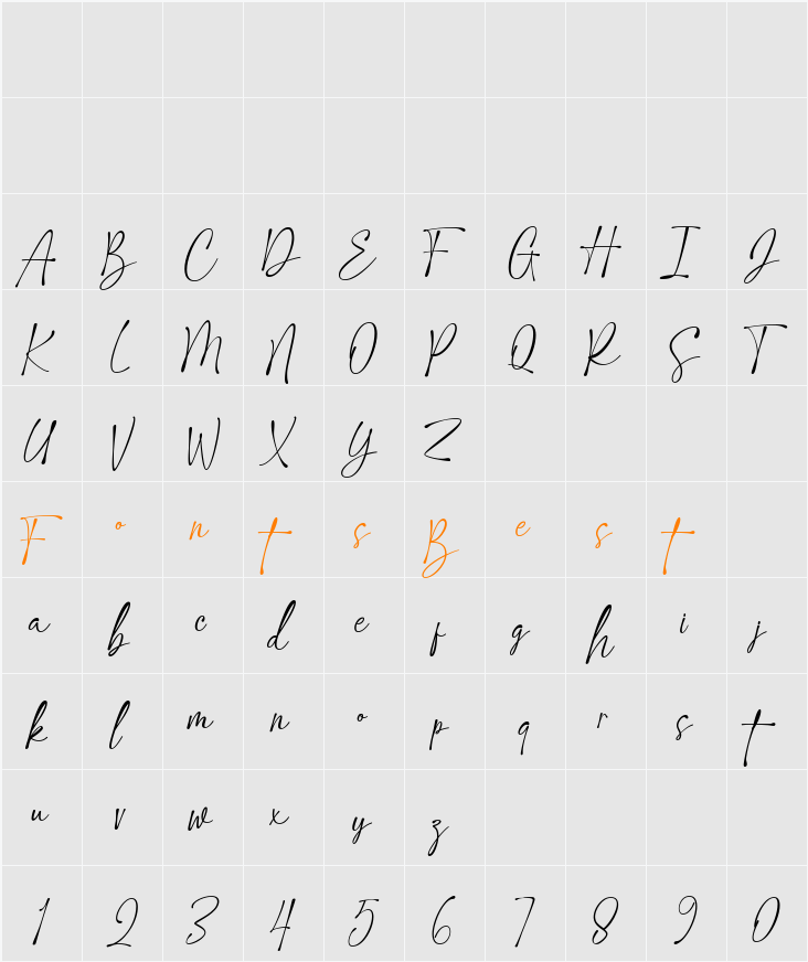 Prishton Sign Character Map